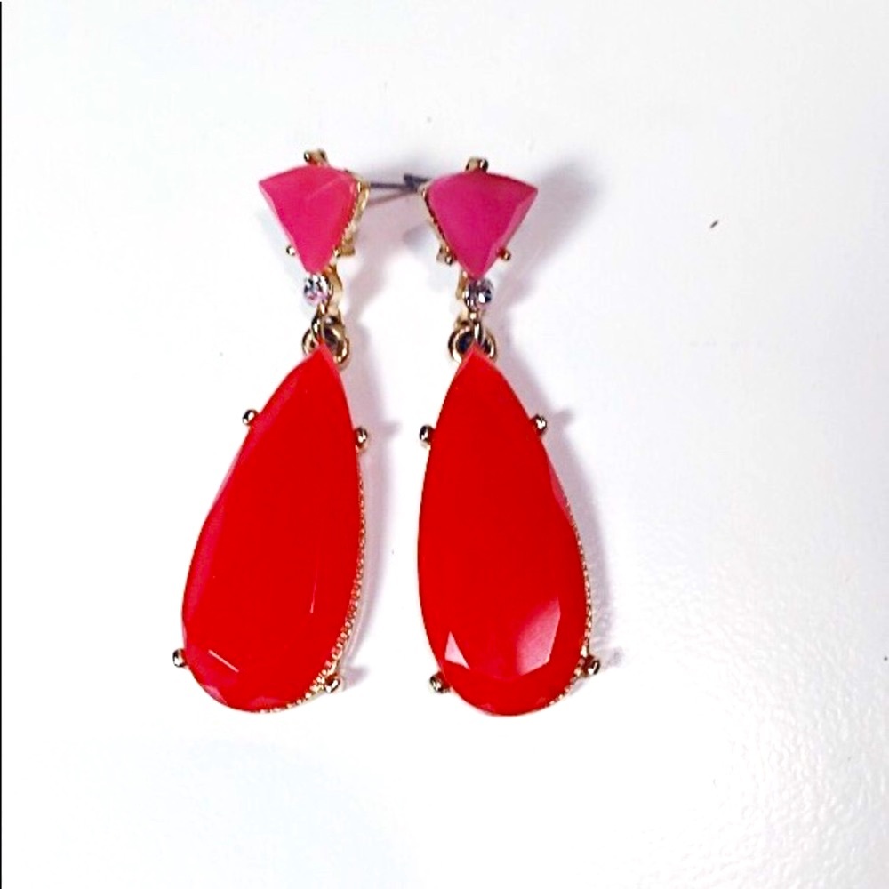 Red Tear Drop Dangle Earrings